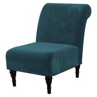 Velvet Accent Chair Covers High Stretch Armless Chair Covers For Living Room Luxury Thick Velvet Chair Slipcovers Modern Furniture Protector With Elastic Bottom, Machine Washable, Dark Teal