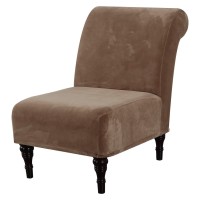 H.Versailtex Velvet Accent Chair Covers High Stretch Armless Chair Covers For Living Room Luxury Thick Velvet Chair Slipcovers Modern Furniture Protector With Elastic Bottom, Machine Washable, Camel
