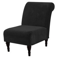 H.Versailtex Velvet Accent Chair Covers High Stretch Armless Chair Covers For Living Room Luxury Thick Velvet Chair Slipcovers Modern Furniture Protector With Elastic Bottom, Machine Washable, Black