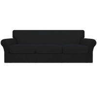 Easygoing 4 Pieces Oversized Stretch Soft Couch Cover For Dogs Washable Sofa Slipcover For 3 Separate Cushion Couch Elastic