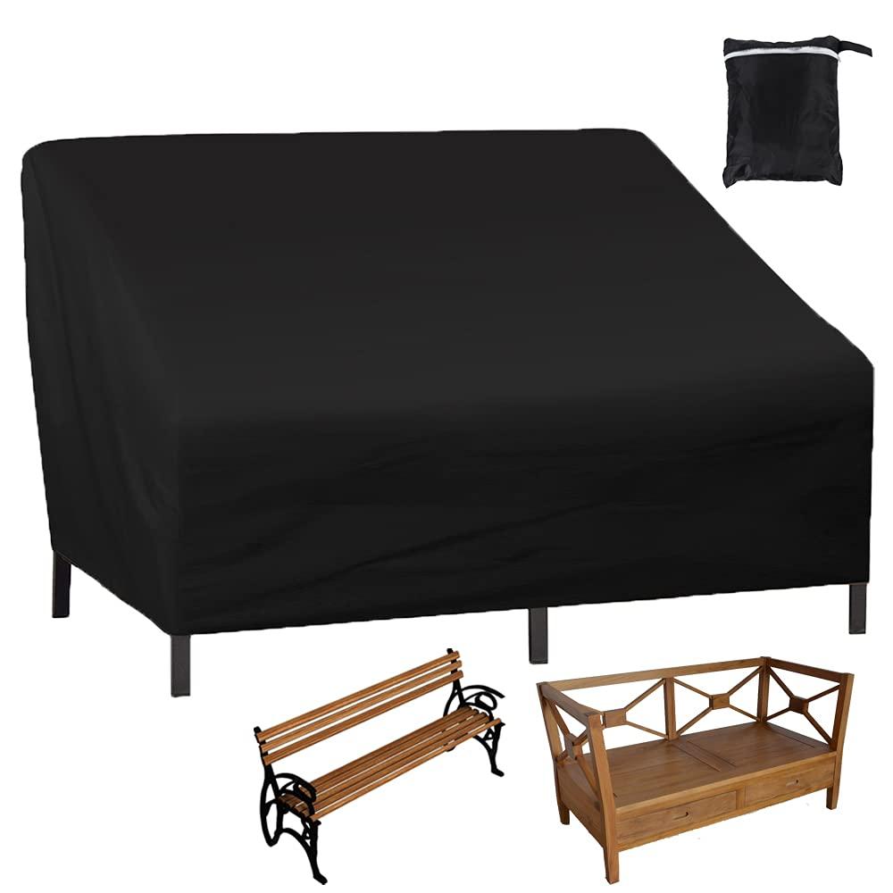 Patio Loveseat Cover Mayhour Ourdoor Bench Seat Sofa Covers Balck Waterproof Dustproof Lounge Deep Chair Furniture Protector With Drawstring Hem Large 2 Seat For Garden Park Outside