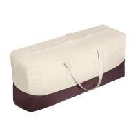 Vailge Patio Cushion/Cover Storage Bag Waterproof Outdoor Patio Furniture Seat Rectanglar Cushions Storage Bag, Zippered Protective Patio Cover Carrying Bag With Handles - Oversized,Beige & Brown