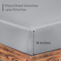 Royale Linens Fitted Sheet Twin Brushed Hotel Quality 1800 Ultrasoft Wrinkle Fade Resistant Bottom Sheet Deep Pocket St