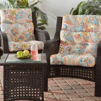 Greendale Home Fashions Outdoor 44 X 22-Inch High Back Chair Cushion, Set Of 2, Jubilee 2 Count