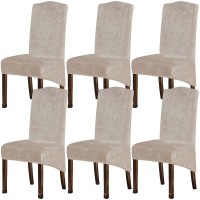 Keluina Velvet Plush Xl Dining Chair Covers, Stretch Chaircover, Spandex High Chairs Protector Covers Seat Slipcover With Elastic Band For Dining Chairs (Tauqe 1, Set Of 6)