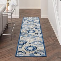 Nourison Aloha Indooroutdoor Bluegrey 23 X 10 Area Rug Easy Cleaning Non Shedding Bed Room Living Room Dining Room B