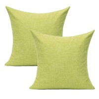 All Smiles Outdoor Green Throw Pillow Covers For Patio Outside Furniture Decorative Grass Sage Apple Lime Solid Cushion 16X16 Set Of 2 For Sofa Bed Couch Sunbrella