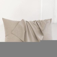 Moomee Bedding Pillowcases Pack Of 2 100 Washed Cotton Linen Like Textured Breathable Durable Soft Comfy Tannish Linen Grey K