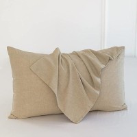 Moomee Bedding Pillowcases Pack Of 2 100 Washed Cotton Linen Like Textured Breathable Durable Soft Comfy Khaki King