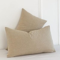 Moomee Bedding Pillowcases Pack Of 2 100 Washed Cotton Linen Like Textured Breathable Durable Soft Comfy Khaki King