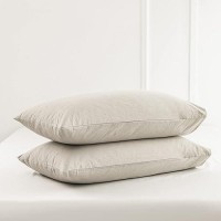 Moomee Bedding Pillowcases Pack Of 2 100 Washed Cotton Linen Like Textured Breathable Durable Soft Comfy Cream Grey King