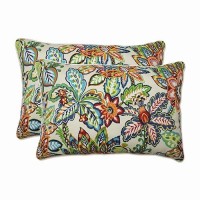 Pillow Perfect Bright Floral Indooroutdoor Accent Throw Pillow Plush Fill Weather And Fade Resistant Lumbar 165 X 245