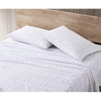 Eddie Bauer Home Sheets Cotton Percale Bedding Set Crisp Cool Stylish Home Decor Twin Northern Plaid Whitegrey