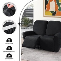 Taococo Recliner Loveseat Slipcover 6 Pieces Dual Recliner Sofa Covers For 2 Seat Dual Reclining Loveseat Couch Stretch Soft J