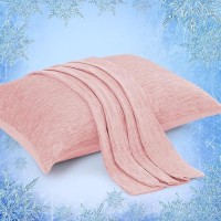 Elegear Cooling Pillow Cases For Hot Sleepers  Japanese Q-Max 0.45 Cooling Pillowcases  Both Sides[Cooling/Cotton]  Breathable Soft Pillowcase For Hair And Skin  Set Of 2-Pink (Standard (20