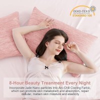 Elegear Cooling Pillow Cases For Hot Sleepers  Japanese Q-Max 0.45 Cooling Pillowcases  Both Sides[Cooling/Cotton]  Breathable Soft Pillowcase For Hair And Skin  Set Of 2-Pink (Standard (20