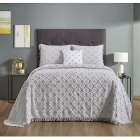 Better Trends Chenille Charleston Bedspreads 100 Cotton 4Piece Bedspread Set Queen Bedspread Set In Gray Lightweight Bedsp