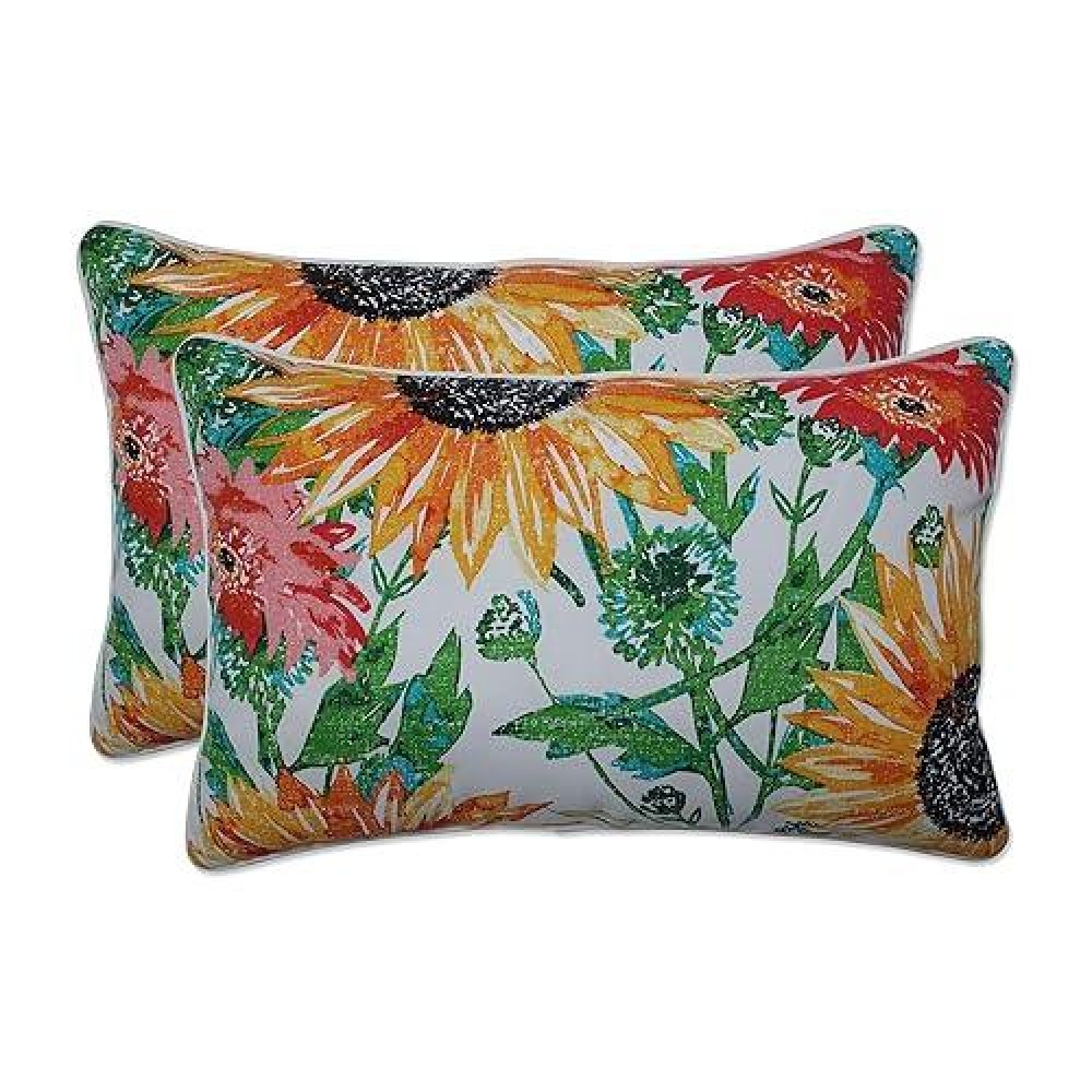 Pillow Perfect Bright Floral Indooroutdoor Accent Throw Pillow Plush Fill Weather And Fade Resistant Lumbar 115 X 185