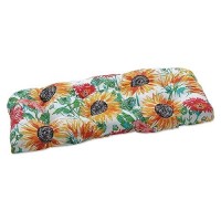 Pillow Perfect Bright Floral Indooroutdoor Wicker Sofa Setee Swing Cushion Tufted Weather And Fade Resistant 19 X 44 Ye