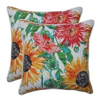 Pillow Perfect Bright Floral Indooroutdoor Accent Throw Pillow Plush Fill Weather And Fade Resistant Large 185 X 185