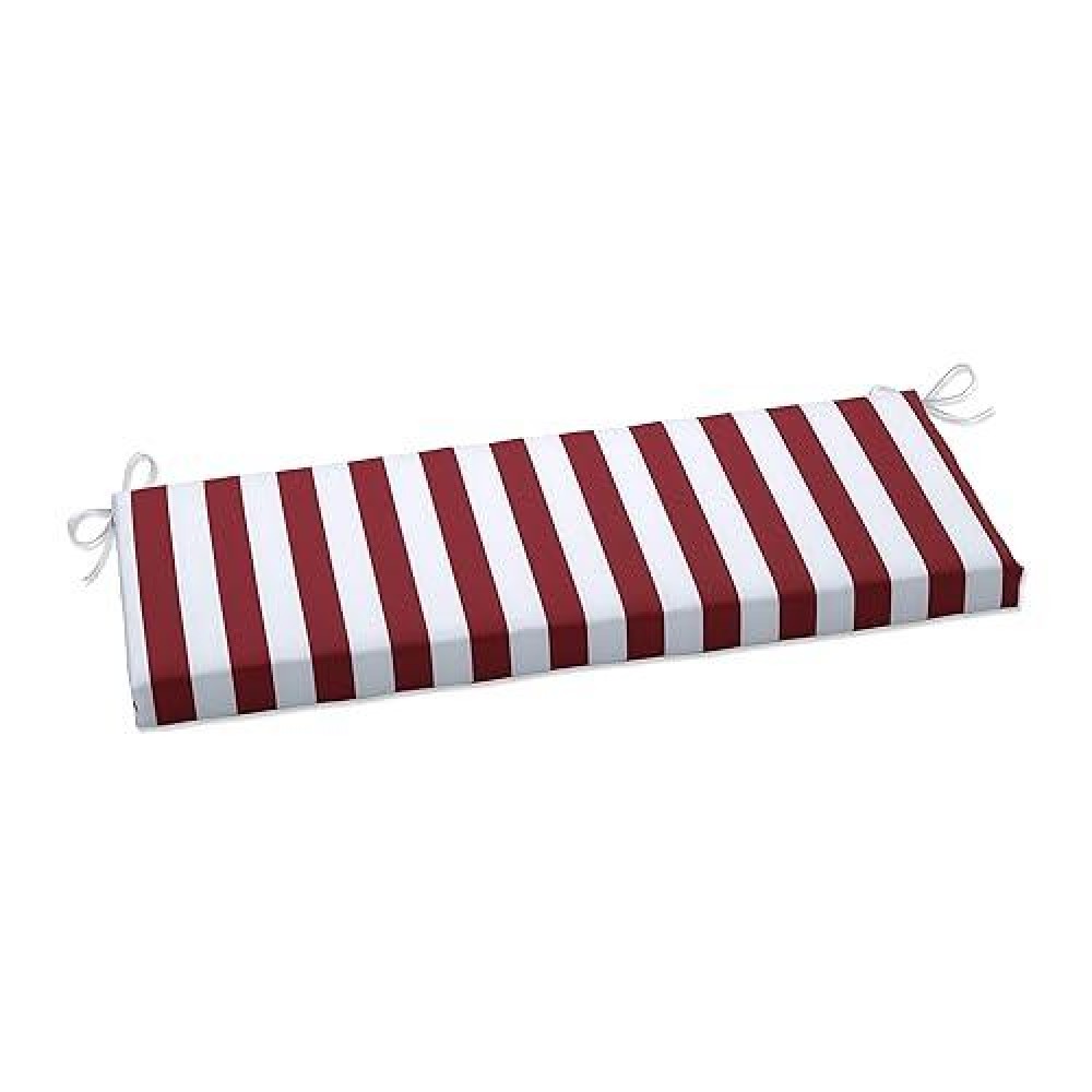 Pillow Perfect Stripe Indooroutdoor Sofa Setee Bench Swing Cushion With Ties Weather And Fade Resistant 18 X 45 Redwhi