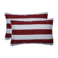 Pillow Perfect Stripe Indooroutdoor Accent Throw Pillow Plush Fill Weather And Fade Resistant Lumbar 115 X 185 Re