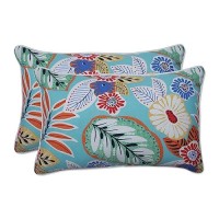 Pillow Perfect Bright Floral Indooroutdoor Accent Throw Pillow Plush Fill Weather And Fade Resistant Lumbar 115 X 185