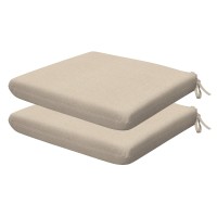 Honeycomb Indoor/Outdoor Textured Solid Almond Universal Seat Cushions: Recycled Polyester Fill, Weather Resistant, Pack Of 2 Patio Cushions: 18