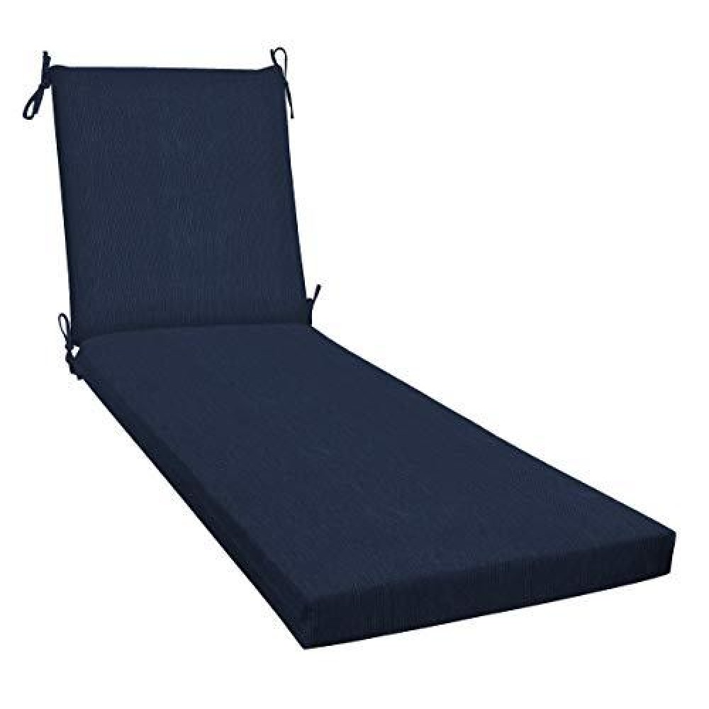 Honeycomb Outdoor Textured Solid Indigo Blue Chaise Lounge Cushion: Recycled Fiberfill, Weather Resistant, Reversible, Comfortable And Stylish Patio Cushion: 22.5