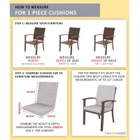 Honeycomb Indoor/Outdoor Stripe Stone Beige Highback Dining Chair Cushion: Recycled Fiberfill, Weather Resistant, Reversible, Comfortable And Stylish Patio Cushion: 21