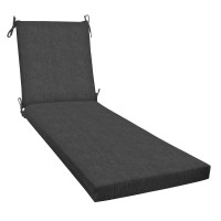 Honeycomb Outdoor Textured Solid Charcoal Grey Chaise Lounge Cushion: Recycled Fiberfill, Weather Resistant, Reversible, Comfortable And Stylish Patio Cushion: 22.5