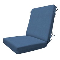 Honeycomb Indoor/Outdoor Textured Solid Pacific Blue Highback Dining Chair Cushion: Recycled Polyester Fill, Weather Resistant Patio Cushions: 21