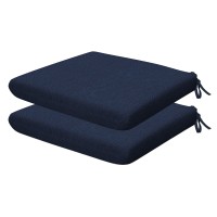 Honeycomb Indoor/Outdoor Textured Solid Indigo Blue Universal Seat Cushion: Recycled Fiberfill, Weather Resistant, Comfortable And Stylish Pack Of 2 Patio Cushions: 18