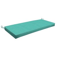 Honeycomb Indooroutdoor Textured Solid Surf Aqua Bench Cushion Recycled Fiberfill Weather Resistant Reversible Comfortable