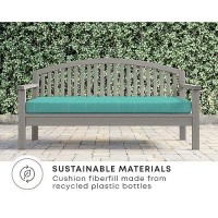 Honeycomb Indooroutdoor Textured Solid Surf Aqua Bench Cushion Recycled Fiberfill Weather Resistant Reversible Comfortable