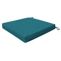 Honeycomb Indoor/Outdoor Textured Solid Teal Dining Seat Cushions: Recycled Polyester Fill, Weather Resistant, Pack Of 2 Patio Cushions: 20 Inch W X 20 Inch D X 4 Inch T, 2 Count (Pack Of 1)