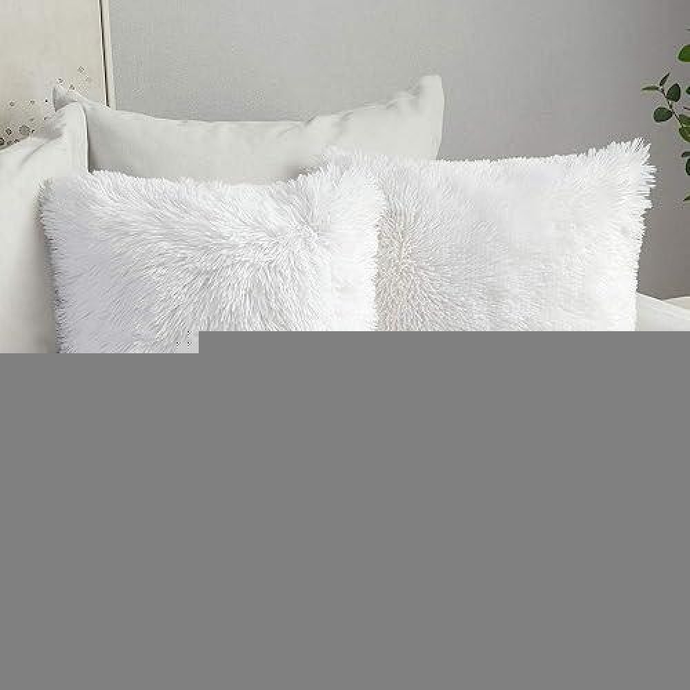 Miulee Pack Of 2 Christmas Luxury Faux Fur Decoration Throw Pillow Covers Deluxe Decorative Plush Pillow Case Cushion Covers She