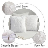 Miulee Pack Of 2 Christmas Luxury Faux Fur Decoration Throw Pillow Covers Deluxe Decorative Plush Pillow Case Cushion Covers She