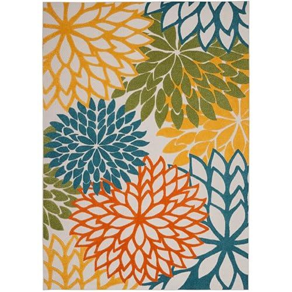 Nourison Aloha Indooroutdoor Floral Turquoise Multicolor 96 X 13 Area Rug 10 X 13