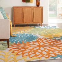 Nourison Aloha Indooroutdoor Floral Turquoise Multicolor 96 X 13 Area Rug 10 X 13