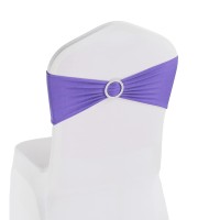 Welmatch Purple Spandex Chair Bands Sashes - 50 Pcs Wedding Banquet Party Events Decoration Chair Bowss Ties (Purple, 50)