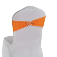 Welmatch Orange Spandex Chair Bands Sashes - 50 Pcs Wedding Banquet Party Events Decoration Chair Bowss Ties (Orange, 50)