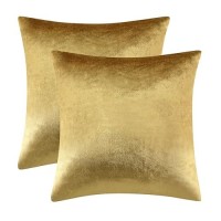 Gigizaza Decorative Throw Pillow Covers 26X26Inch Set Of 2 Gold Square Couch Pillow Covers Velvet Sofa Boho Cushion Pillows