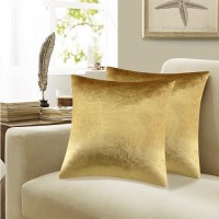 Gigizaza Decorative Throw Pillow Covers 26X26Inch Set Of 2 Gold Square Couch Pillow Covers Velvet Sofa Boho Cushion Pillows