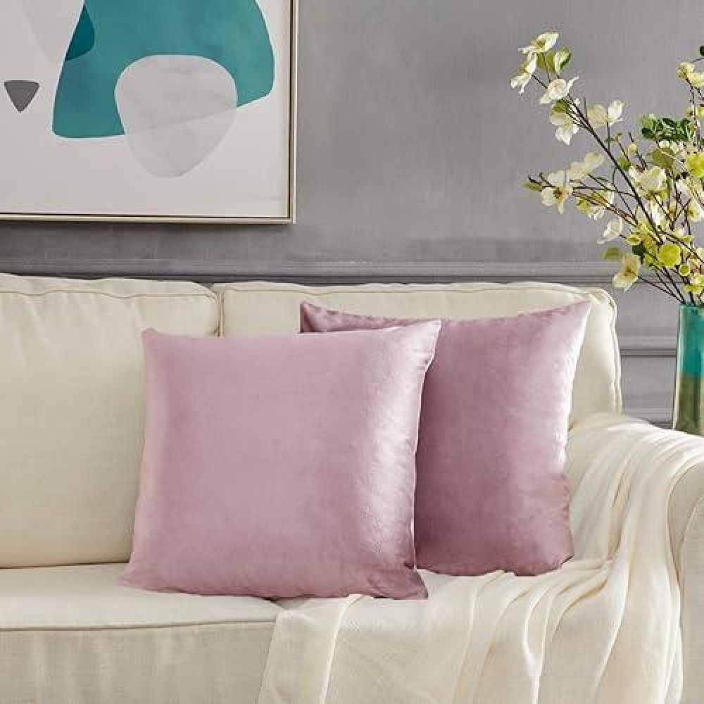 Gigizaza Decor Throw Couch Pillow Covers Set O 2 Sweet Lilac Sofa Cushion Pillow Covers Velvet Pillow Cases 26X26Inch