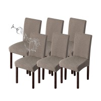 Genina Waterproof Chair Covers For Dining Room 6 Pack Kitchen Chair Covers Parson Dining Chair Slipcover,Taupe