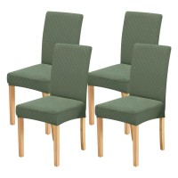 Forcheer Stretch Chair Covers For Dining Room Set Of 4,Removable Washable Spandex Dining Chair Slipcover Jacquard Stretchable For Kitchen,Hotel,Restaurant,Ceremony Universal Size(4 Pieces,Green)