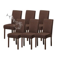 Genina Waterproof Chair Covers For Dining Room 6 Pack Kitchen Chair Covers Parson Dining Chair Slipcover,Chocolate