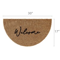 Barnyard Designs Welcome Half Moon Doormat Welcome Mat For Outdoors Large Front Door Entrance Mat 30X17 Brown