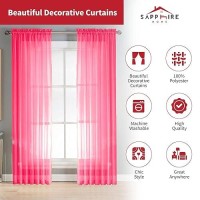 Sapphire Home Hot Pink Sheer Curtains - 2 Panels Set  54